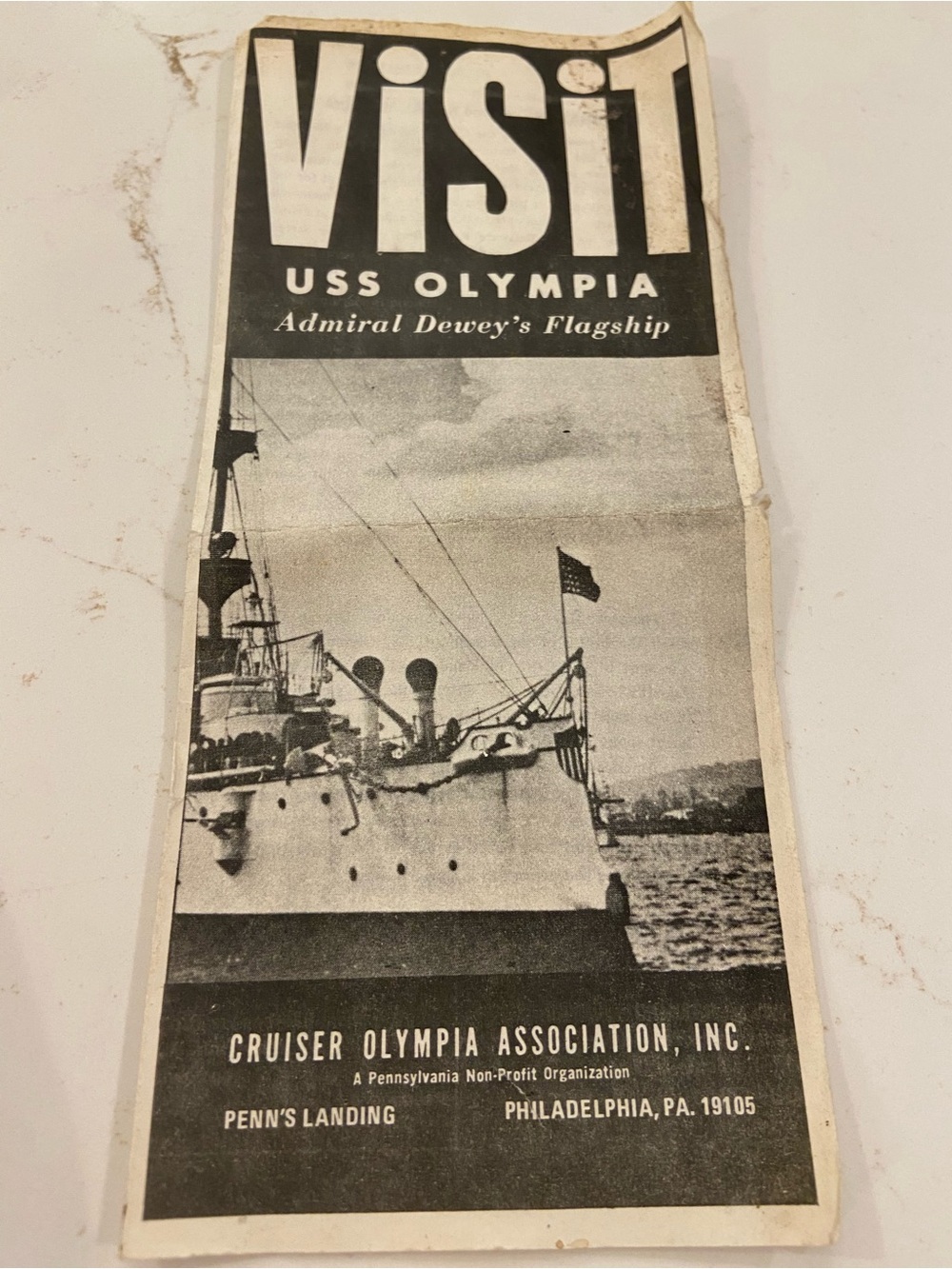 Vintage Visitor Guide USS Cruiser Olympia Ship Paper Memoriabila